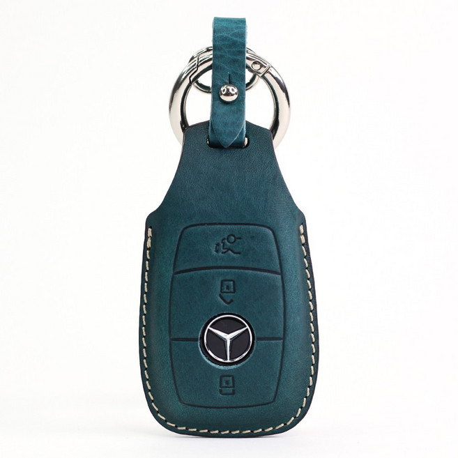 벤츠 신형 호환 3버튼 4버튼 스마트키 가죽케이스 PB03-04 Benz 키홀더 키링, 3버튼(PB03), 미네르바복스 블루