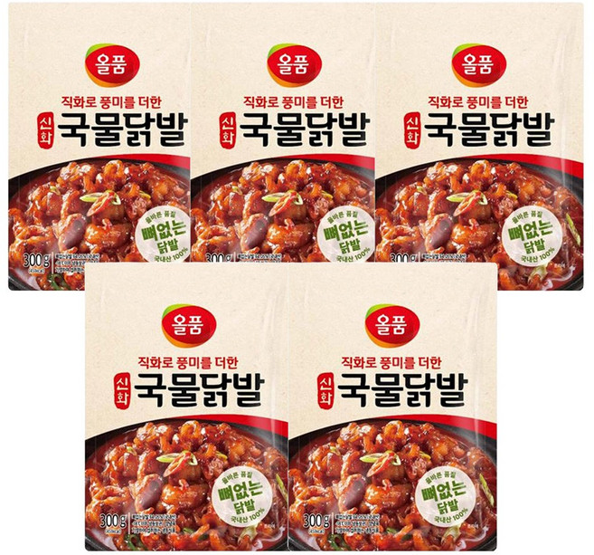 올품 신화 뼈없는 국물닭발 300g, 5개
