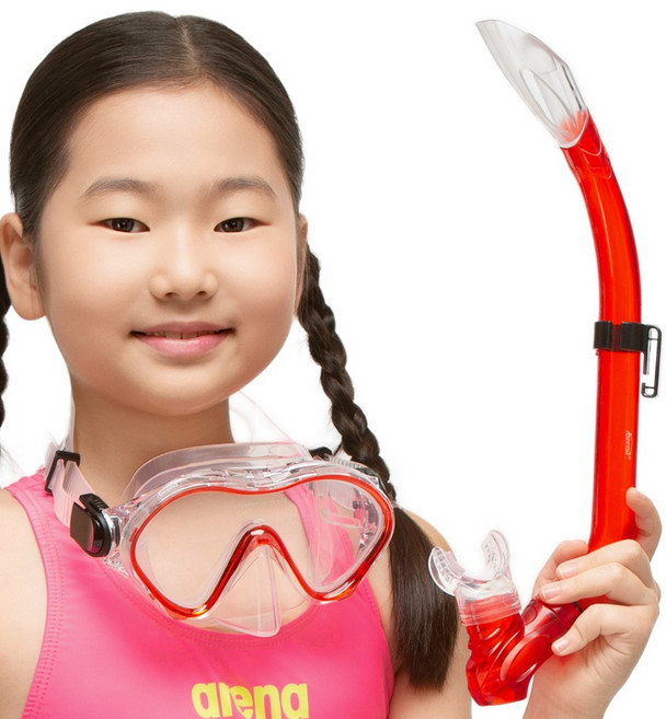 비앤드 아동용 고급형 실리콘 스노클링세트 BN-607, 레드