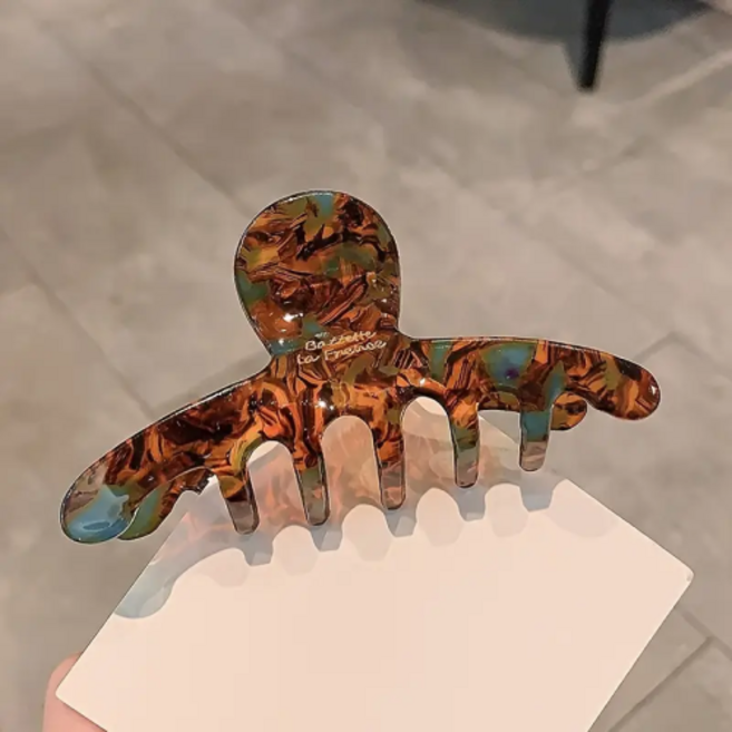 론조모니 심플 마블 올림머리 프랑스핀 헤어 집게핀