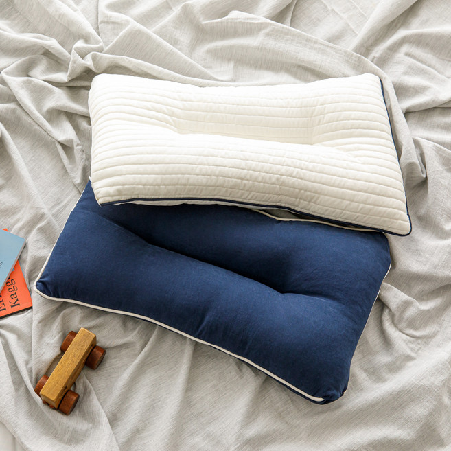 통째로 빨아쓰는 사계절 양면 마이핏 거북 일자목 경추베개, 2개, 딥네이비