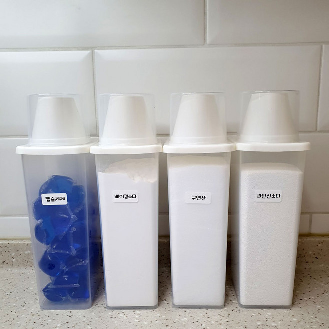 더편한생활 세탁세제 가루세제 소분통 소분용기 리필 보관통 수납함, 1200ml, 4개