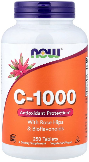 NOWFOOD 나우푸드 비타민C 1 000mg 로즈힙 바이오플라보노이드 25g + 25g 250정, 1개