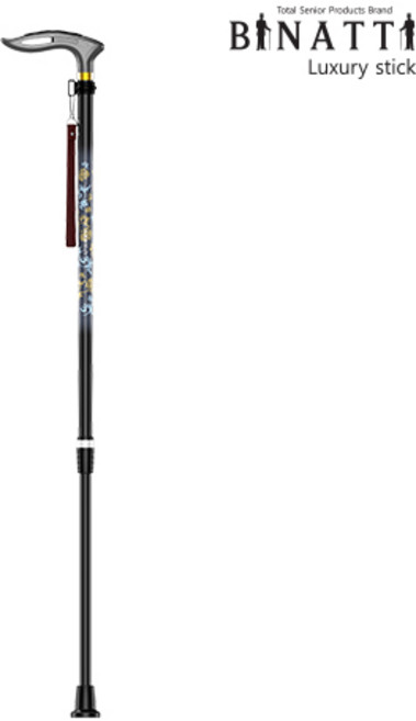 비나띠 까리노 와인/블랙 10단계 높이조절 가벼운 노인 카본지팡이, 1개, 다크그레이