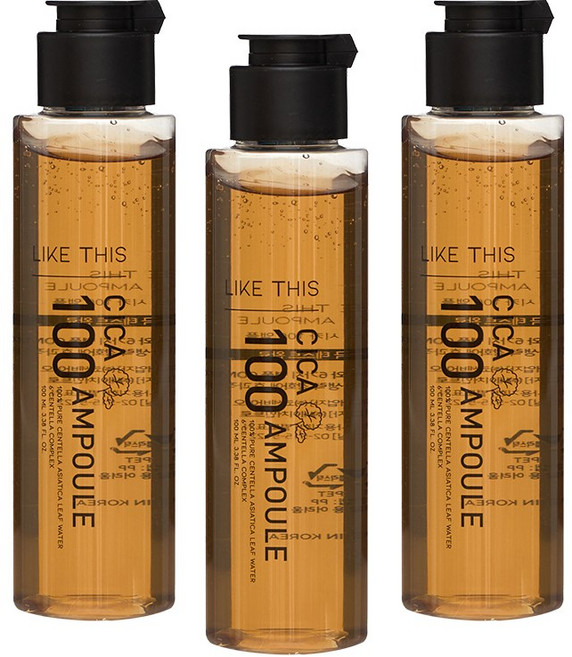 LIKE THIS 피부 자생력 강화 병풀 피부진정 케어 시카 100 원액 앰플, 3개, 100ml