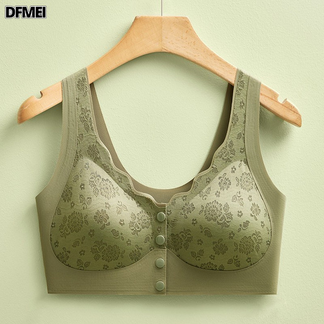 DFMEI 前開扣中老年媽媽專用大碼內衣女聚攏收副乳美背文胸哺乳背心胸罩