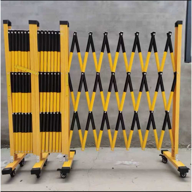 자바라 대문 바리게이트 주차장 펜스 접이식 게이트, 노랑/검정 1.2x2m 바퀴, 1개