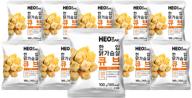 허닭 한입 닭가슴살 큐브 치즈, 100g, 10개