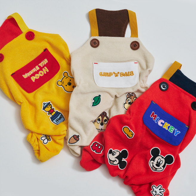 DAN댄 디즈니 와펜 오버롤 테리 푸우 강아지 여름옷 올인원, 1개