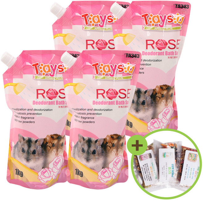 TAYSA 대용량 햄스터 목욕모래 장미향 1kg x 4개