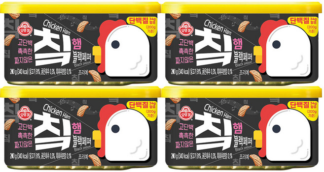 오뚜기 칰햄 블랙페퍼, 200g, 4개