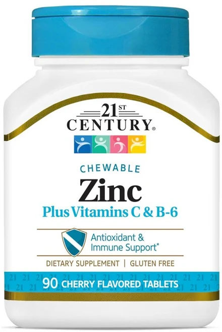 21st Century 21세기 징크 츄어블 비타민C B6 체리, 6개, 90정 - 쿠팡