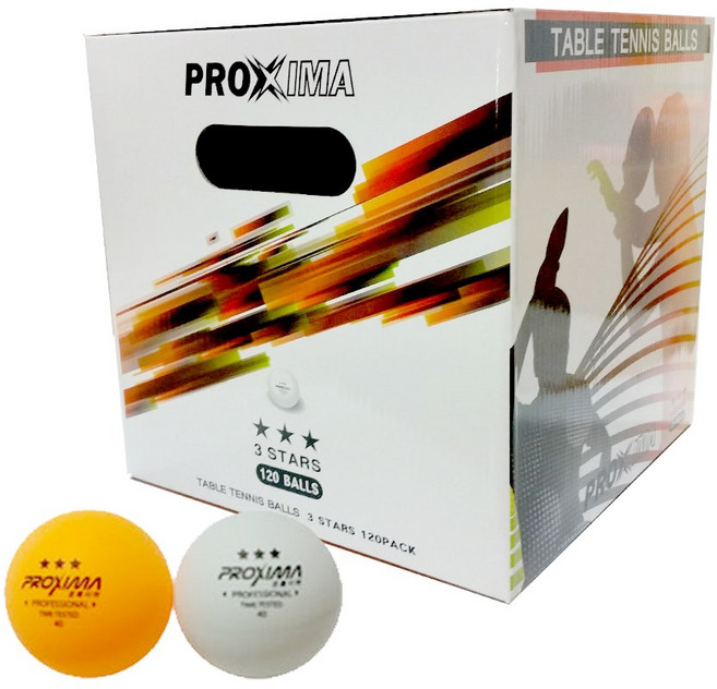 프록시마 탁구공 3성 120개 셀룰로이드 연습용 시합용 탁구장, 1박스, 120개입, 3성 오렌지 벌크