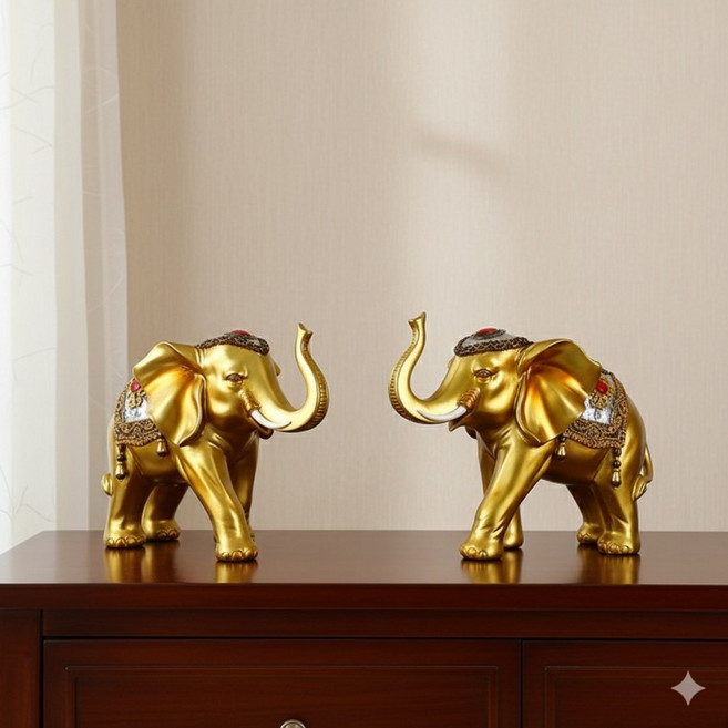 데일리데코 왕부자 골드 코끼리 특대 쌍 장식 인테리어 소품