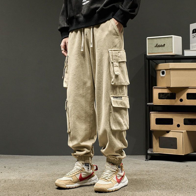 메인워크 남성 빅사이즈 카고팬츠 봄 가을 빈티지 오버핏 데일리 멀티 포켓 캐주얼 패션 작업복 밴딩 배기 조거 팬츠
