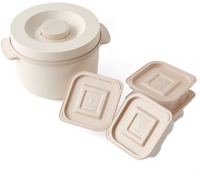 홍여진 하이로 건강 스텐 저당밥솥 2L 밀폐용기 4개 대용량 혼밥 자취밥솥, 기본, 1개