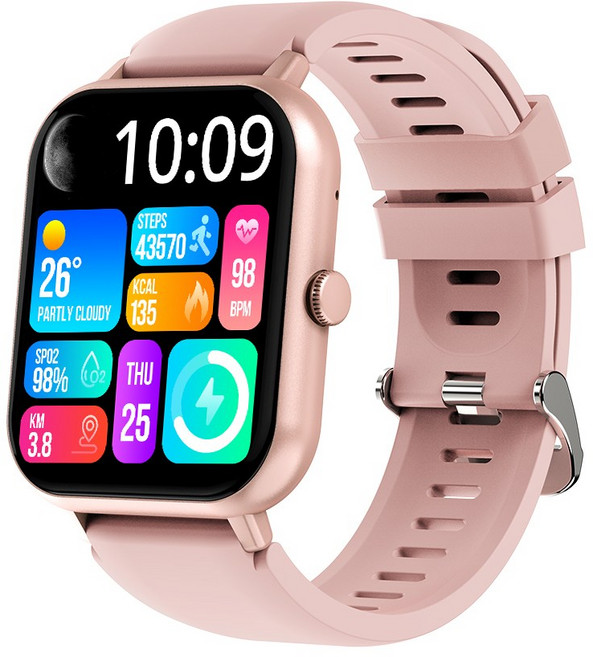 PEJE 운동 걸음 수 건강 관리 블루투스 통화 스마트워치 한국판, GPS + 블루투스, 4.6cm, 분홍색
