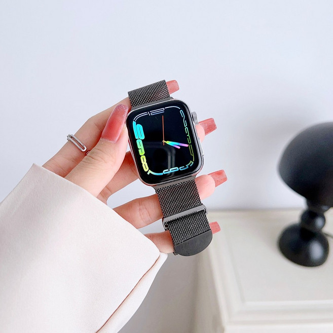 磁吸錶帶 保護殼 適用於 Apple Watch, 槍色（雙節短款磁吸）,42mm（S11/S10）通用, 1個