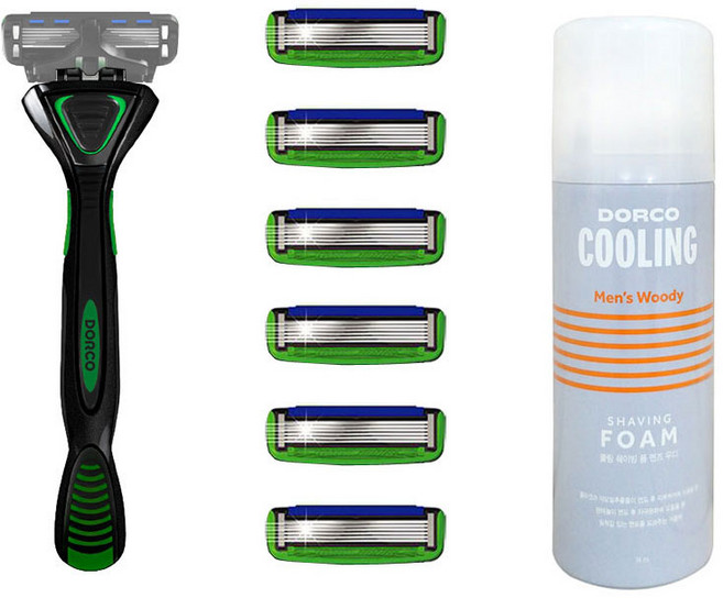 도루코 페이스6 면도기 세트+쉐이빙 폼 74ml, 1세트, 면도기대 1+면도날 6입+폼 74ml