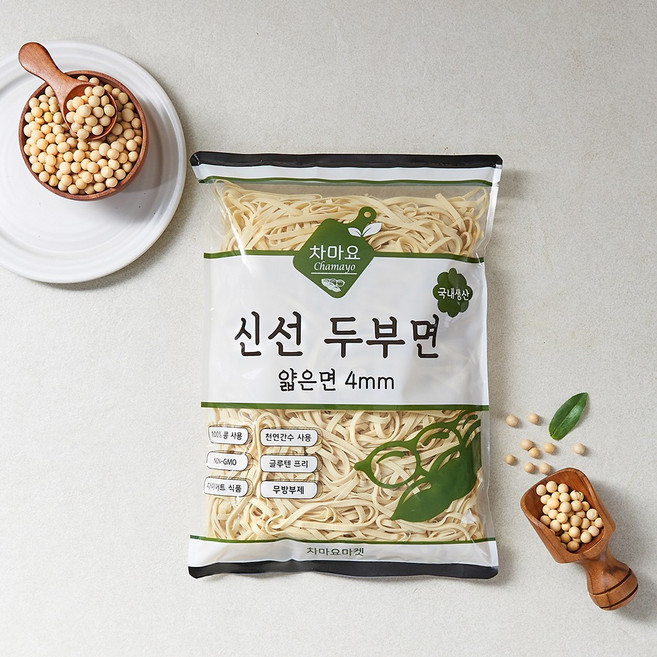 차마요 국내생산 두부면 포두부 슬라이스 얇은면 (4mm), 3개, 500g