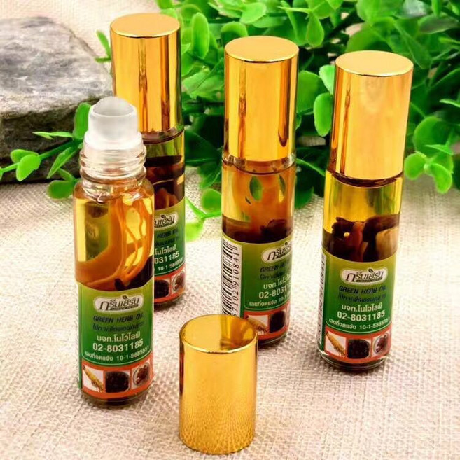 (당일발송) 태국 노보라이프 정식 야몽오일 그린허브오일 green herb oil 야몽스틱 인삼뿌리 아로마오일 당일배송 3개, 8g
