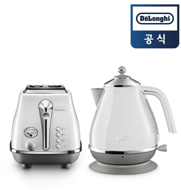 [드롱기]아이코나 캐피탈 토스터기 CTOC2003 + 전기주전자 KBOC2001(런던블루/시드니화이트), CTOC2003.W / KBOC2001.W