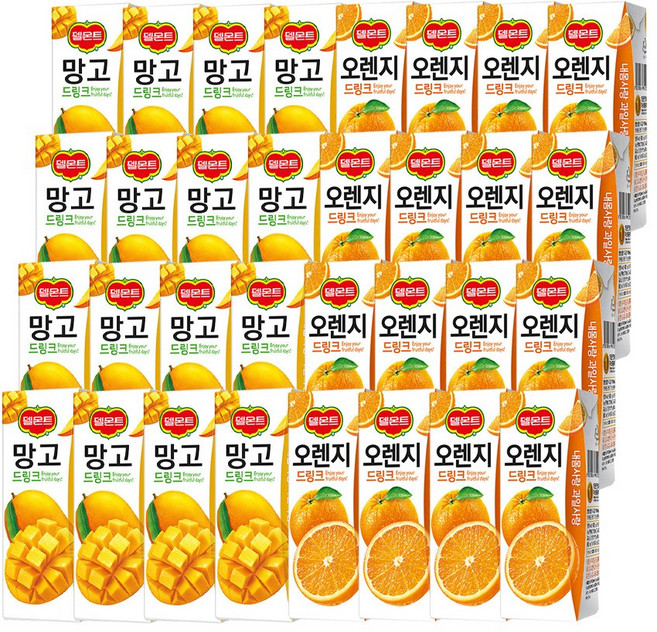 델몬트 드링크 망고 + 오렌지 190ml 32개 (혼합), 1세트