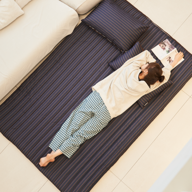 국산 접이식 요매트 (요솜포함) 3단 바닥 요 매트, ST네이비