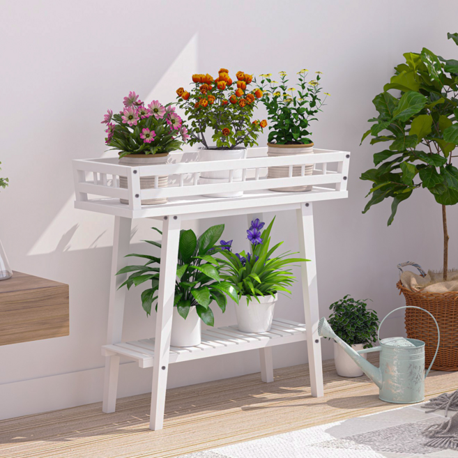 예쁜 화분 거치대 진열대 정리대 다육이 스탠드 인테리어 선반, 화이트