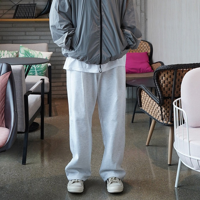 워너빅 남자 와이드 팬츠 빅사이즈 무지 밴딩 일자 통넓은바지 츄리닝 4xl