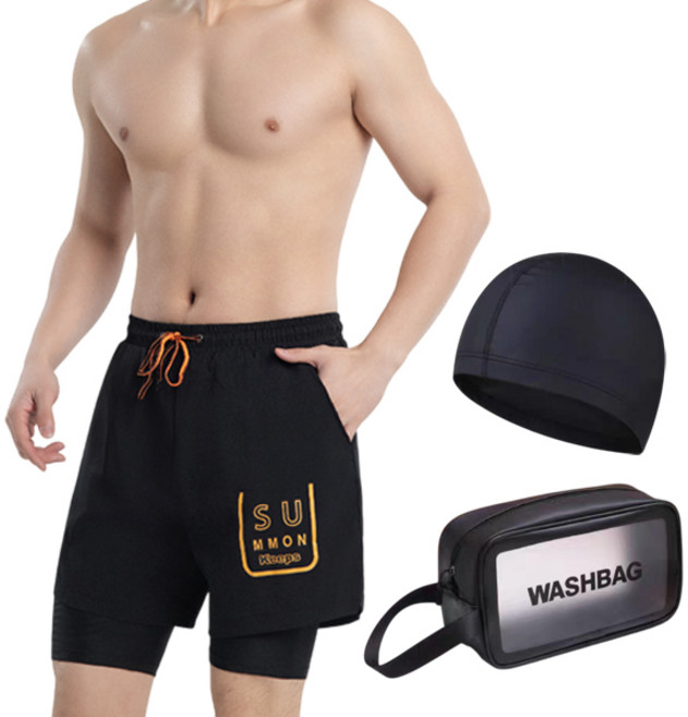 코코드림 남자수영복 반바지 래쉬가드 일체형 [워터팬츠 + 수모 + 수영가방] 3종 세트 남성수영팬츠 5부 수영바지 보드숏
