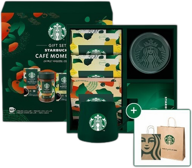 무배+쇼핑백 스타벅스 카페모먼트 커피 설 선물세트 (Jar++그린머그), 1개, 상품상세페이지 참조