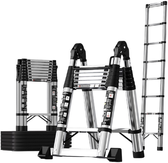多功能不鏽鋼伸縮梯 2.3米 A字梯/直梯兩用, 1個, 直梯1.9米