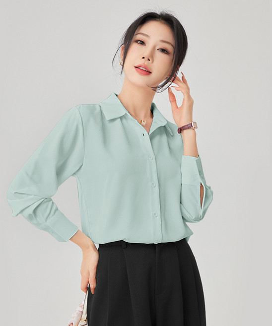 YAMANMAN 여성 베이직 긴팔셔츠 블라우스 출근룩