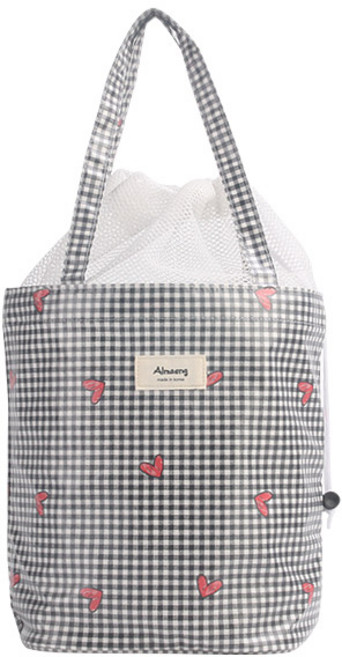 누리앤코 국내제작 물빠지는 방수 목욕가방 수영가방 스파백 NCKMB44, NCKMB44체크하트