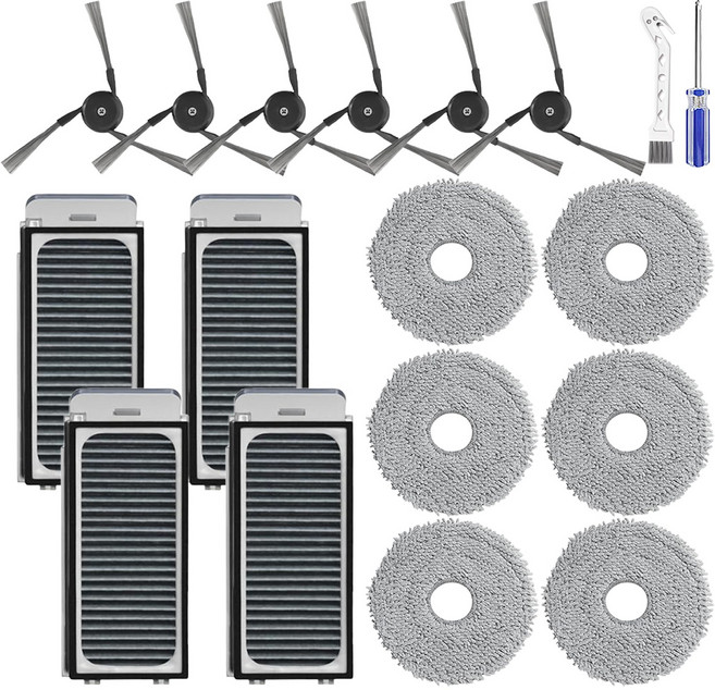 호환 Dreame 드리미 L40s Pro Ultra 로봇 청소기 소모품 사이드 브러시 HEPA 필터 걸레 소모품 대체 액세서리, 1세트, 18 개