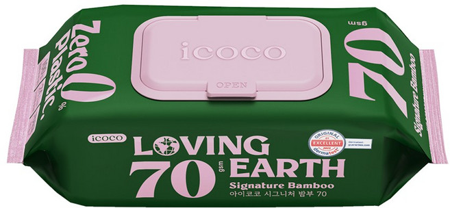 아이코코 생분해물티슈 시그니처 밤부70 대나무 아기물티슈 캡형 70매 10팩, 70개입, 10개