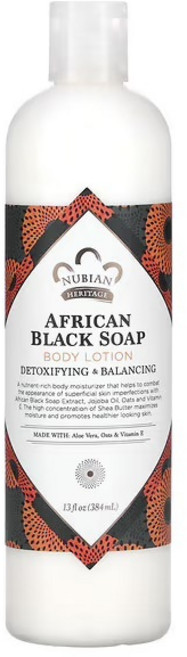Nubian Heritage 非洲黑皂液 溫和潔淨全身 384ml, 1個, 經典非洲黑皂身體乳液, 384g