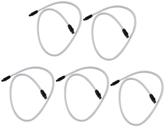 SATA 3.0 III 7핀 케이블 SSD HDD 하드 디스크 코드 미엄 버전 (흰색) 5X 50cm 6 Gb/S, 01 White