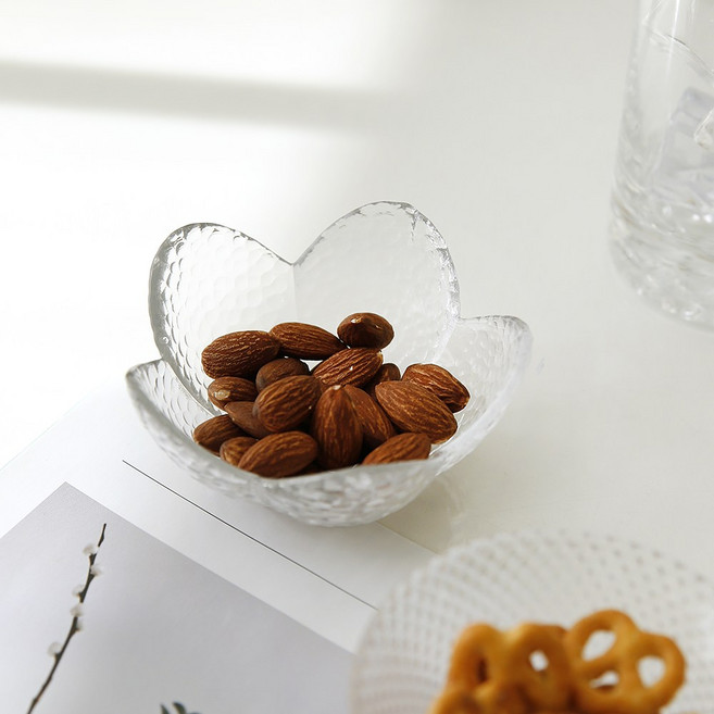 벨르 유리 종지 그릇 플라워 소스볼 09 (9x4cm), 10개, 투명