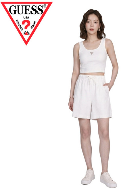 [정품] 게스 여성 린넨 반바지 여름 밴딩 쇼츠 시원한 데일리 팬츠 (GWLS-686939)