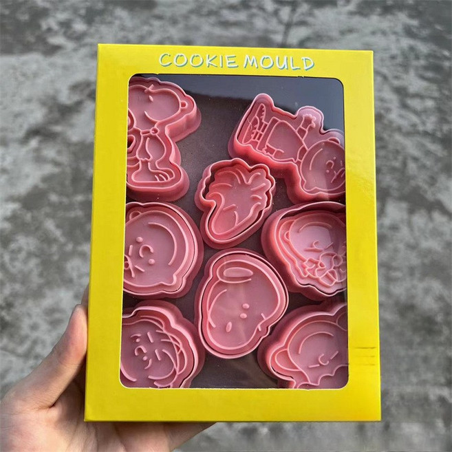 스누피 쿠키틀 미니몰드 캐릭터 스탬프 베이킹 도구, 8개, 1개