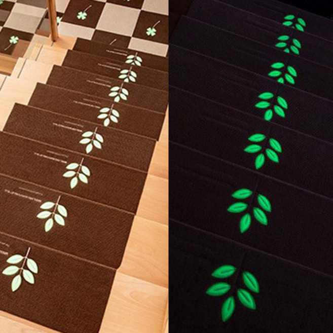 계단미끄럼방지 안전매트 논슬립 계단매트 슬개골탈구방지패드 야광매트 70*22*4.5cm 5장, 리프브라운, 5개