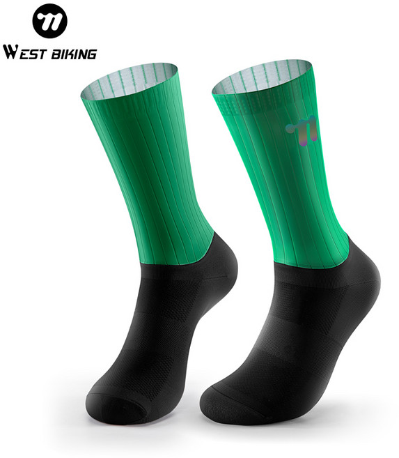 WEST BIKING 자전거 양말 통기성 흡한발한 다용도 스포츠 양말 러닝 헬스 일상 통용, Green, 1개