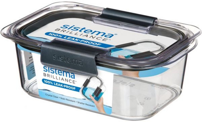 시스테마 Sistema 식품용기 55105 브릴리언시 트리탄 식품 보관 용기 380ml 회색 클립 및 씰로 투명, 920 ml, Single