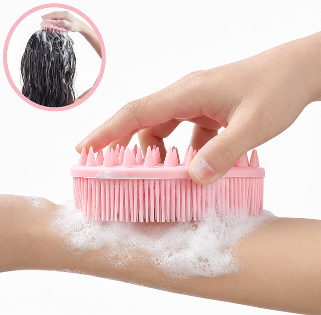 플로우샵 샴푸&샤워 올인원 실리콘 브러쉬, 1개, 1개입, 핑크