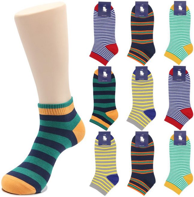 남성 국산 발목 단목 양말 칼라 스트라이프 주뚱 10켤레 세트