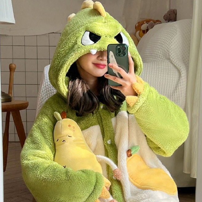 오드아이 공룡 수면 잠옷 세트 동물잠옷 극세사 캐릭터 파자마 귀여운