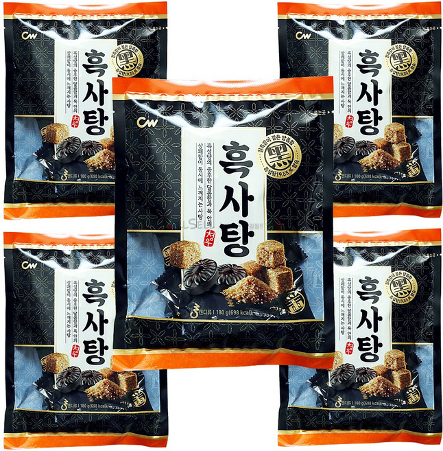 CW 청우 흑사탕 180g 캔디 간식 후식 디저트, 5개
