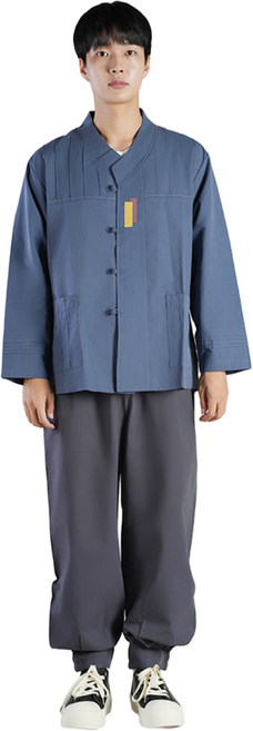 [편한생활한복] 남자 개량한복 이중지 선염 한벌 생활한복